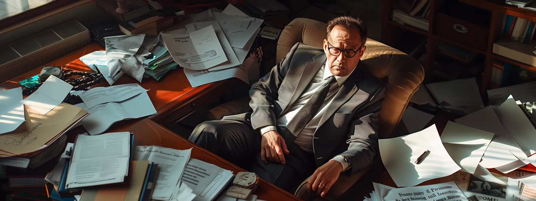 a determined car wreck lawyer passionately negotiating with insurance companies on behalf of their client, surrounded by legal documents and case files.