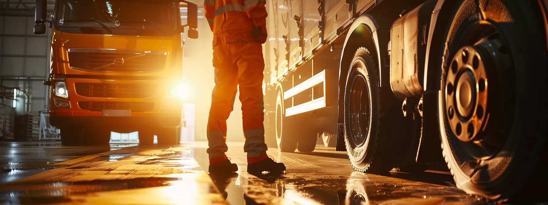 a mechanic inspecting the thick, durable brake pads of a mack truck for optimal safety and reliability.