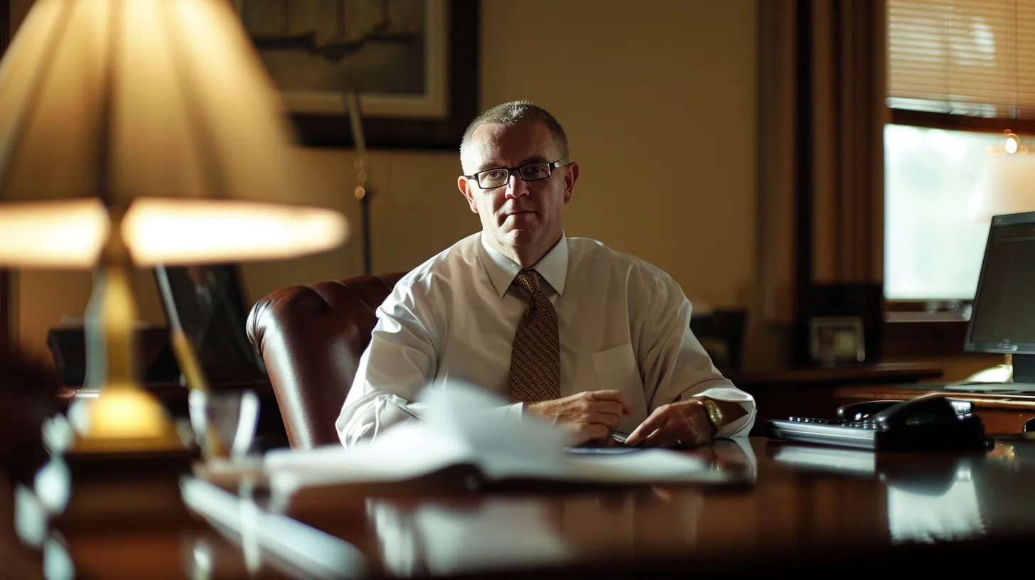 a confident lawyer engages with clients in a warm, inviting office, illuminated by soft natural light, as they share inspiring testimonials of triumph over workplace accidents in the oilfield industry.