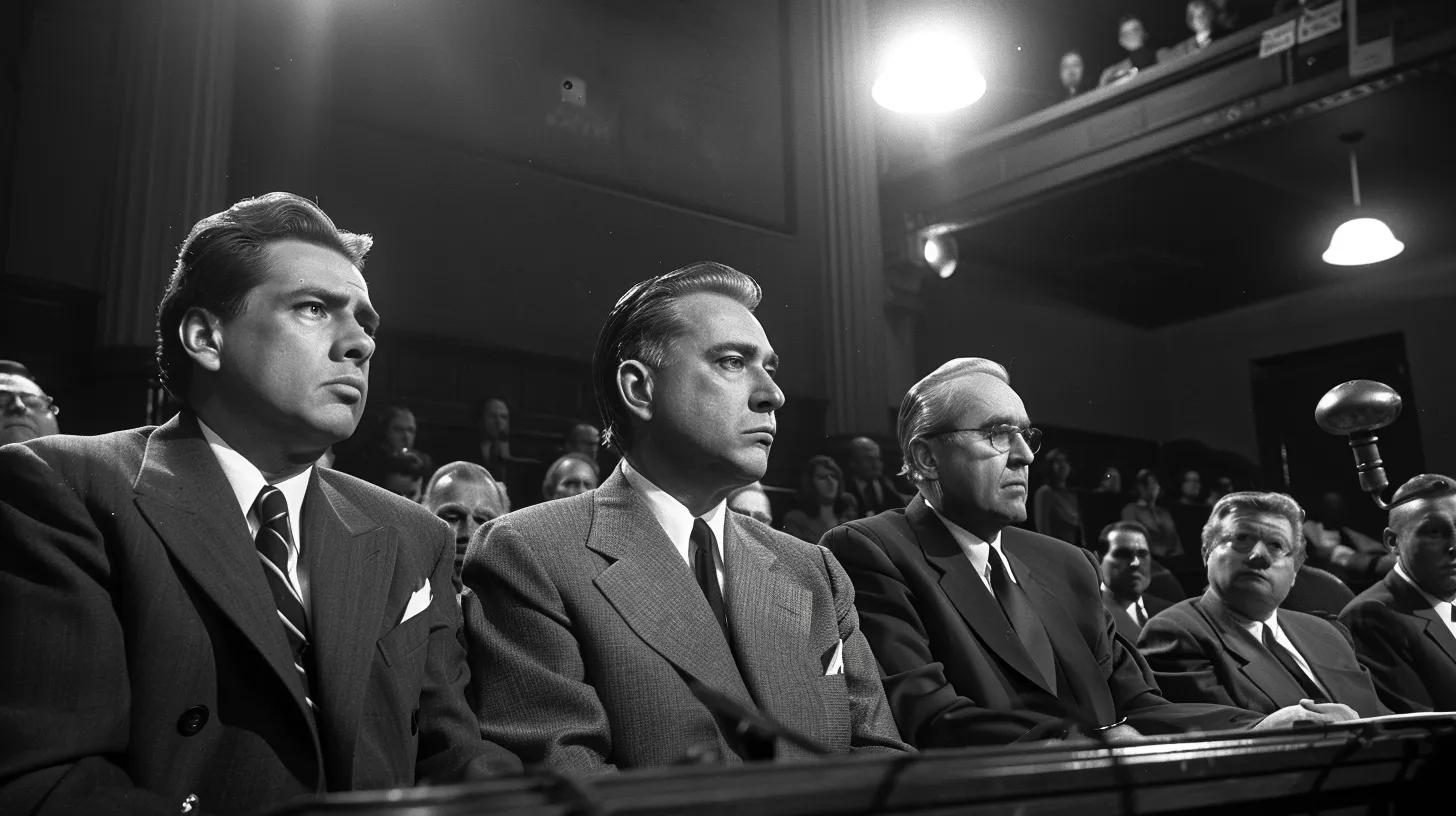 a dramatic courtroom scene captures intense expressions on the faces of attorneys and clients as they prepare to unveil the complexities of a personal injury case, illuminated by harsh overhead lights that accentuate the tension and anticipation of the outcome.