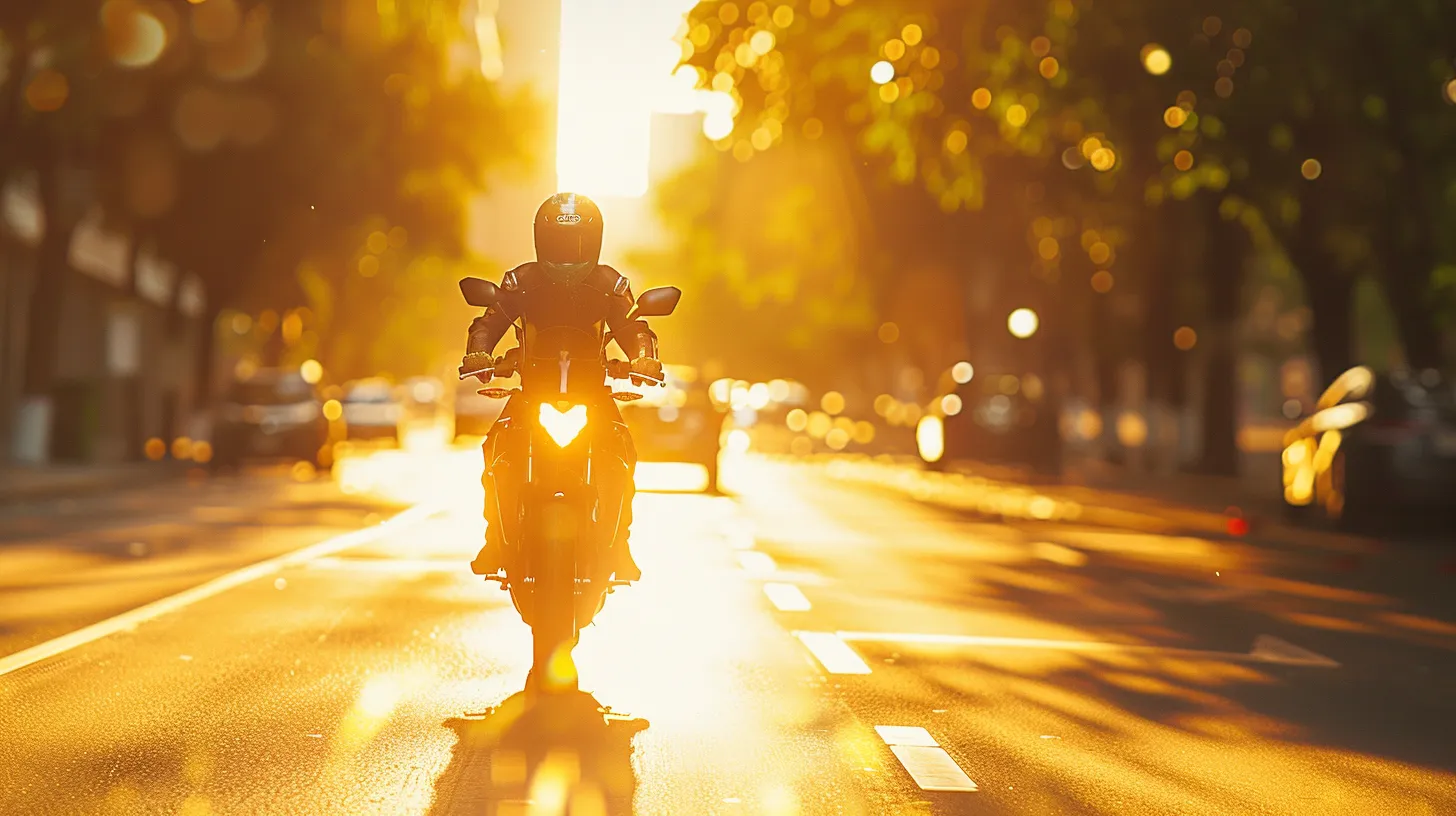 a vibrant scene depicting a motorcyclist clad in bright visibility-enhancing gear, confidently navigating a sunlit dallas highway, emphasizing the importance of safety and awareness in motorcycle riding.