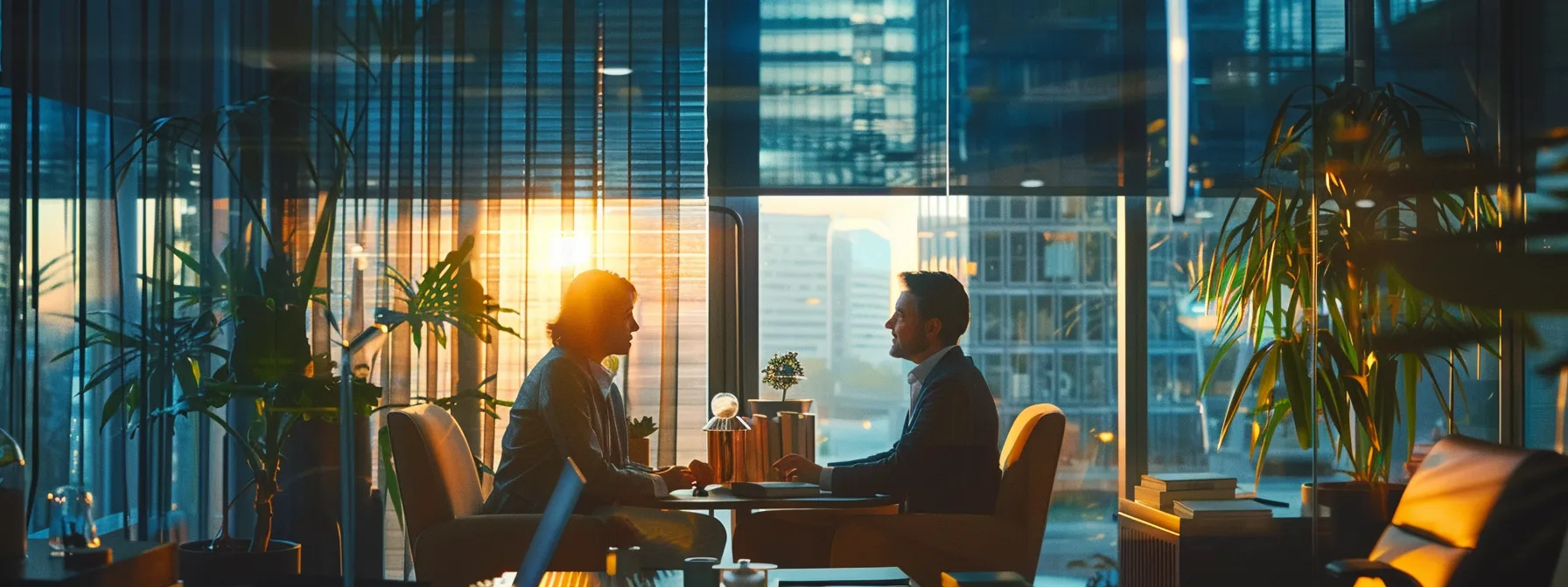 a person confidently consulting with a knowledgeable attorney in a modern office setting.