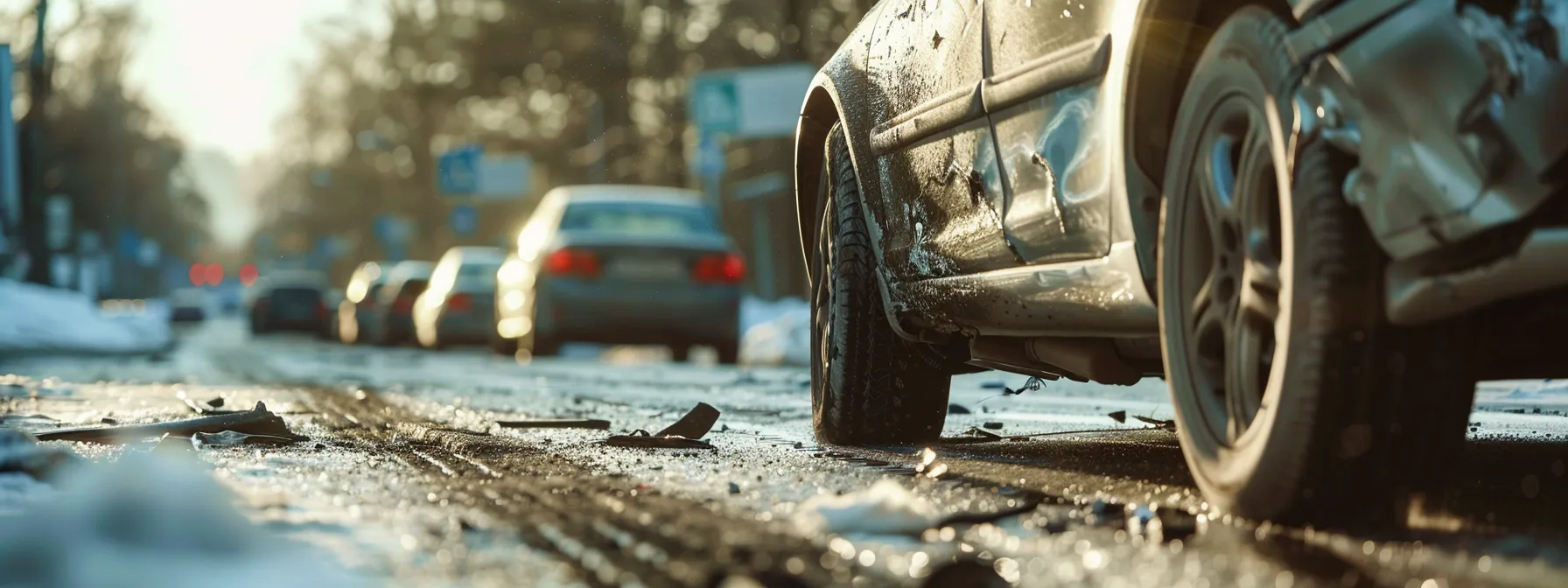 capturing tire marks and vehicle damage with a camera at the scene of an accident.