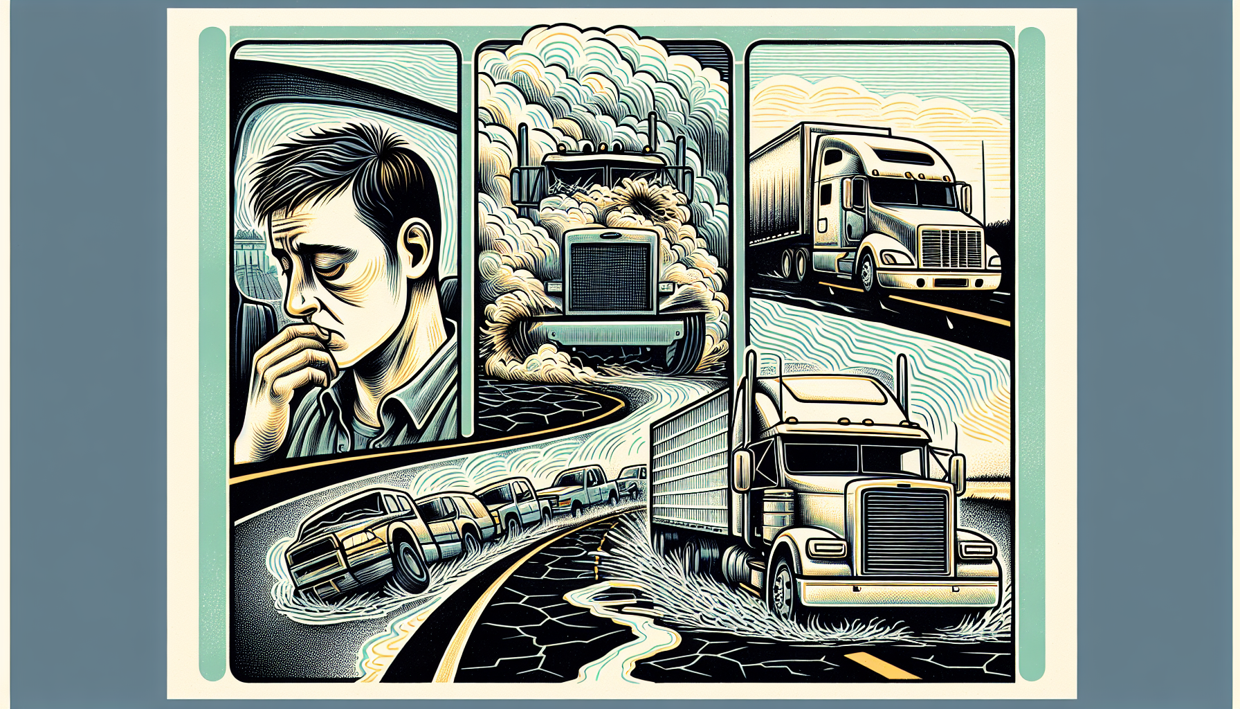 Illustration of common causes of 18-wheeler crashes