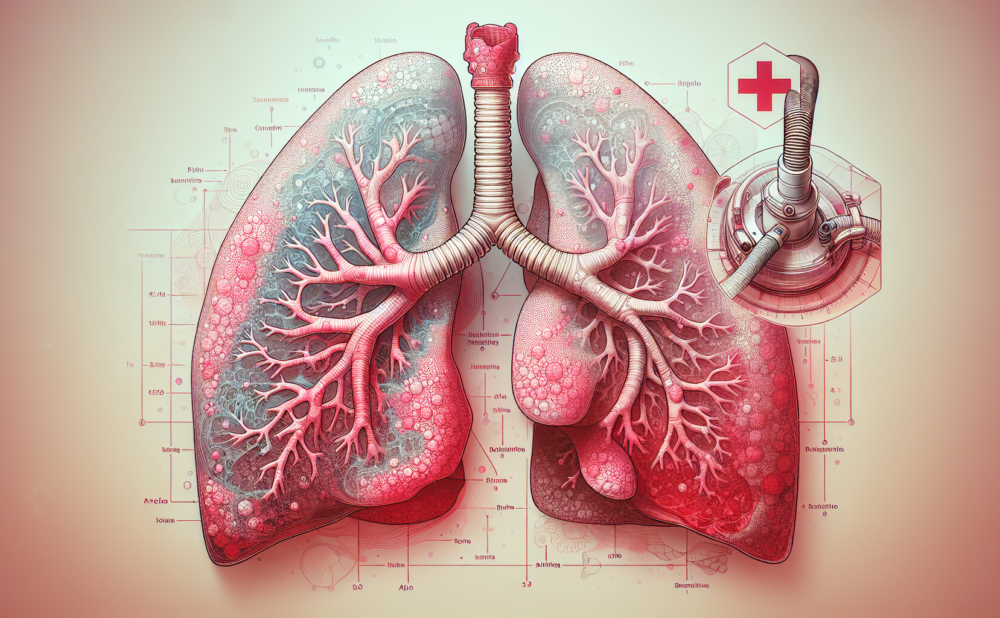 Illustration of respiratory system with focus on lungs