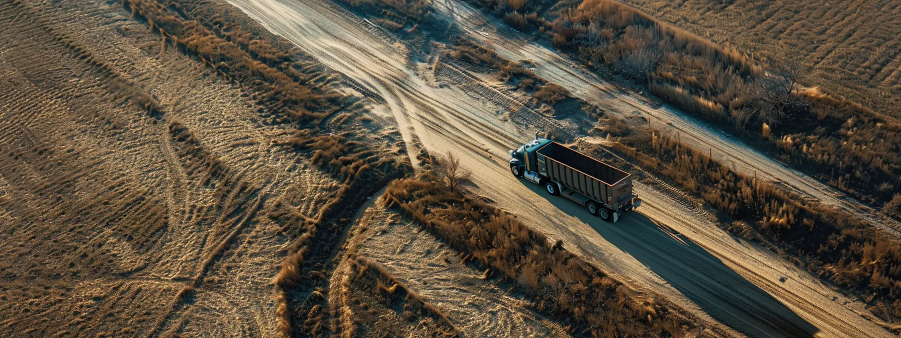 a rugged trailer truck equipped with sturdy landing gear and a powerful air brake system navigating through the diverse terrain of illinois.